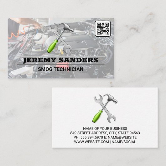 Hulpmiddelen | Auto-services | Motor Bay | QR-code Visitekaartje (Voorkant / Achterkant)