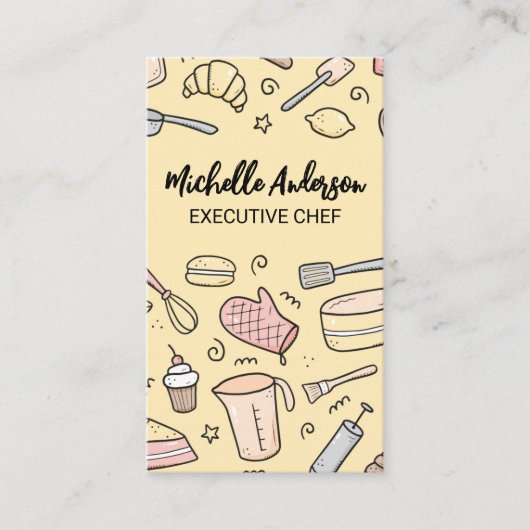 Hulpmiddelen en ingrediënten voor gebak visitekaartje (Voorkant)