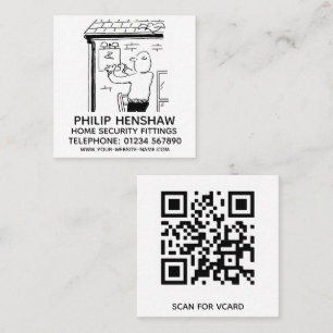 Hulpmiddelen voor alarmering en beveiliging thuis vierkante visitekaartje