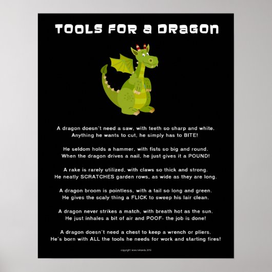 Hulpmiddelen voor een Dragon Origineel Gedicht Gro Poster (Voorkant)