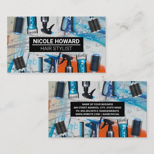 Hulpmiddelen voor haardrogers visitekaartje (Voorkant / Achterkant)