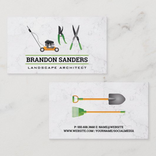 Hulpmiddelen voor landschapsarchitecten visitekaartje (Voorkant / Achterkant)