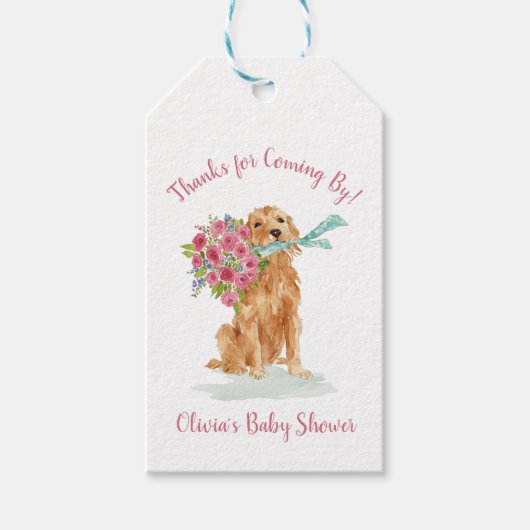 Hulpmiddeltjes voor Golden Retriever Baby Shower F Cadeaulabel (Voorkant)