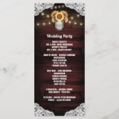 Hulpmiddeltjes voor Trouwprogramma's met zonnebloe Programmakaart (Achterkant)