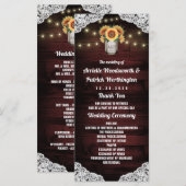 Hulpmiddeltjes voor Trouwprogramma's met zonnebloe Programmakaart (Voorkant / Achterkant)