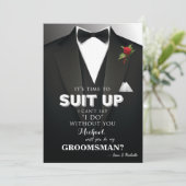 Hulppak Bruidegom Tuxedo Uitnodiging (Staand voorkant)