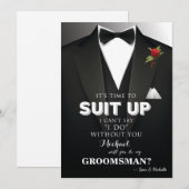 Hulppak Bruidegom Tuxedo Uitnodiging (Voorkant / Achterkant)