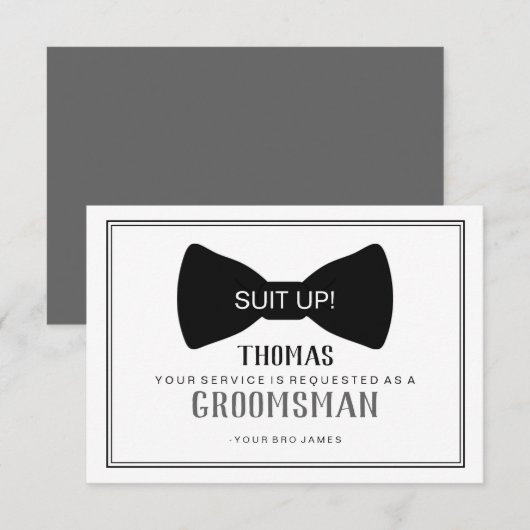 Hulppakket Bruidsjonker Kaart - Black Tie Grey (Voorkant / Achterkant)