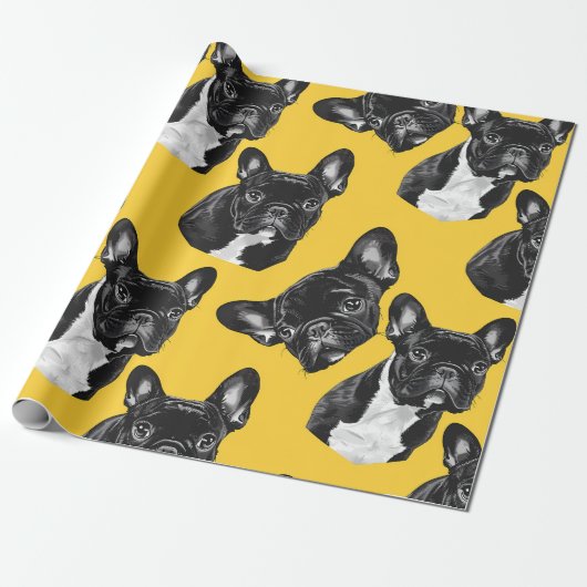 Hulppapier met Franse Bulldog Cadeaupapier (Uitgerold)