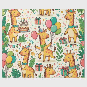 Hulppapier met giraffe-ballonnen verjaardagsmotief cadeaupapier