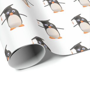 Hulppapier voor diploma cadeau met schattige pingu cadeaupapier