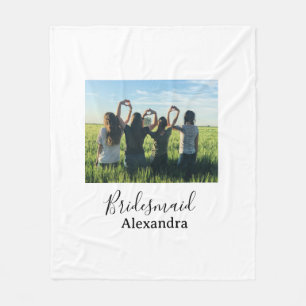 Hulpprijster bruidsteam naam kalligrafie foto cade fleece deken