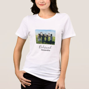 Hulpprijster bruidsteam naam kalligrafie foto cade Tri-Blend shirt