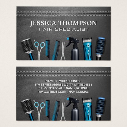 Hulpprogramma's voor airdresser | Gesitteerd leder Visitekaartje (Voorkant /achterkant)