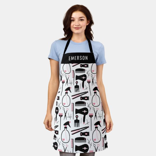 Hulpprogramma's voor Roze Witte haarstijl toevoege Schort (Gedragen)