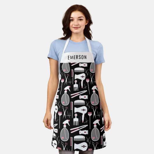 Hulpprogramma's voor Roze Witte haarstijl toevoege Schort (Gedragen)