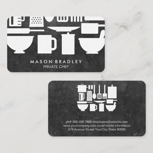 Hulpprogramma's voor Tsjetsjeens keuken Visitekaartje (Voorkant / Achterkant)