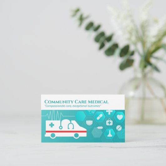 hulpverleningsvoertuig | medisch technicus visitekaartje (Staand voorkant)