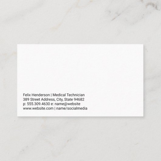 hulpverleningsvoertuig | medisch technicus visitekaartje (Achterkant)