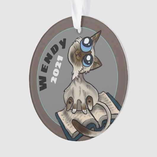 Hulpvolle Studiekat Aangepaste Siering Ornament (voorkant)