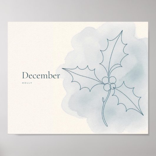 Hulst Botanische Kunstprint | December Poster (Voorkant)