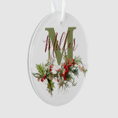 Hulst en bessen gepersonaliseerd  ornament (voorkant)