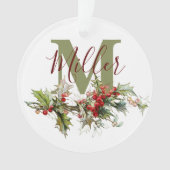 Hulst en bessen gepersonaliseerd  ornament (voorkant)