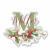 Hulst en bessen gepersonaliseerd sticker (Voorkant)