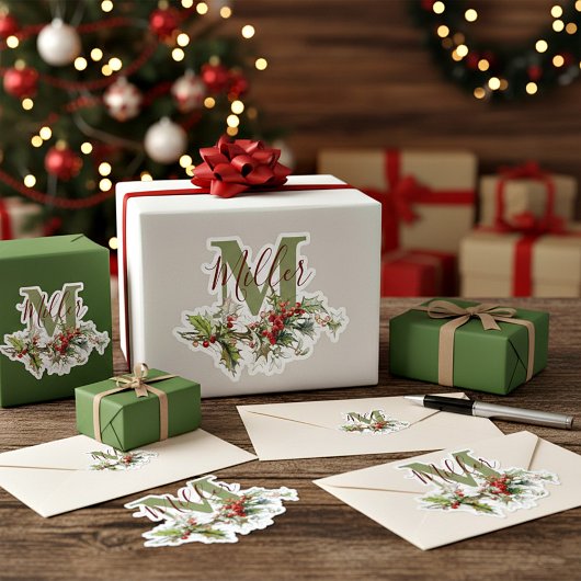 Hulst en bessen gepersonaliseerd sticker