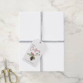 Hulst en denneappel gepersonaliseerd cadeaulabel (Met Touw)