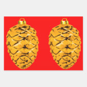Hulst en dennenappels Rood inpakpapier Vel (Voorkant 3)