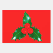 Hulst en dennenappels Rood inpakpapier Vel (Voorkant)