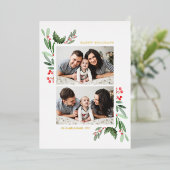 Hulst en groen Twee foto's prettige feestdagen (Staand Voorkant)