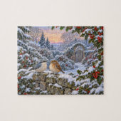 Hulst in de Sneeuw Winter Vogels Puzzel (Horizontaal)