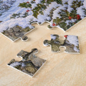 Hulst in de Sneeuw Winter Vogels Puzzel (Zijkant)