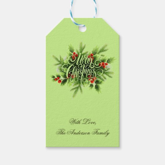 Hulst Kerstmis Cadeaubijslage Cadeaulabel (Voorkant)