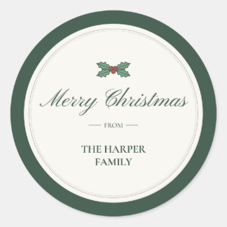 Hulst "Prettig Kerstfeest Van" Familie Cadeau Stic Ronde Sticker