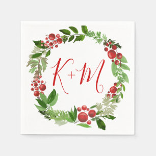 Hulst Rode Bes Kerst Moderne Trouw Monogram Servet