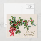 Hulst Winterbes Red Ribbon Briefkaart (Voorkant / Achterkant)