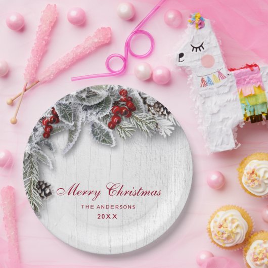 Hulstak Kerstfeest Kerstfeestfeest met Rustieke Ui Papieren Bordje (Feest)