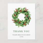 Hulstbes Dennenkegels Kerstkrans Bedankt Briefkaart (Voorkant)