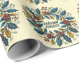 Hulstbeskrans Roemeense vlag kleuren Wrap Cadeaupapier