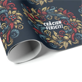 Hulstbeskrans Roemeense vlag kleuren Wrap Cadeaupapier