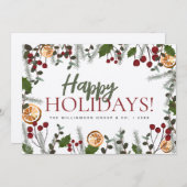 Hulstbessen Dennentak Kersthuis Prettige Feestdage Feestdagenkaart (Voorkant / Achterkant)