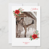 Hulstbessen Maretak Chic Prettig Kerstmis Foto Feestdagenkaart (Voorkant)