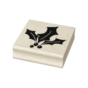 Hulstblaadjes met Bessen Rubberstempel