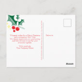 Hulstblaadjes Rode Bessen Sterren Zakelijk Kerstfe Briefkaart (Achterkant)