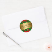 Hulstblaadjes Vrolijk Kerstfeest Sticker (Envelop)