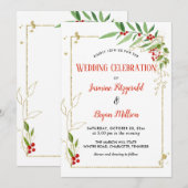 Hulstblad Beslijstje Kerst | Trouwen Kaart (Voorkant / Achterkant)