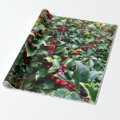 Hulstbladeren en bessen cadeaupapier (Uitgerold)
